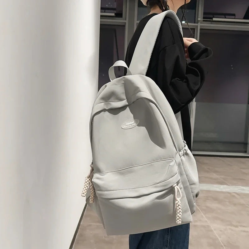 LIZAKOSHT  -  New Solid Color High Capacity Women Backpack Trendy Laptop School Bags Waterproof College Backpack Cute Lady Travel Book Bag
