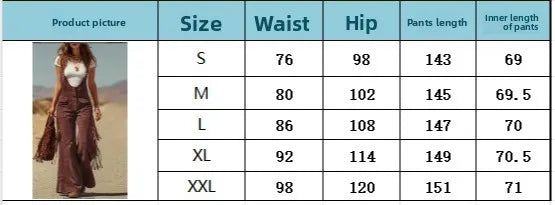 LIZAKOSHT  -  Best-selling Cross-border European and American Women's Retro Western Suede Fringed Wide-leg Overalls Workwear Pants Long Pants