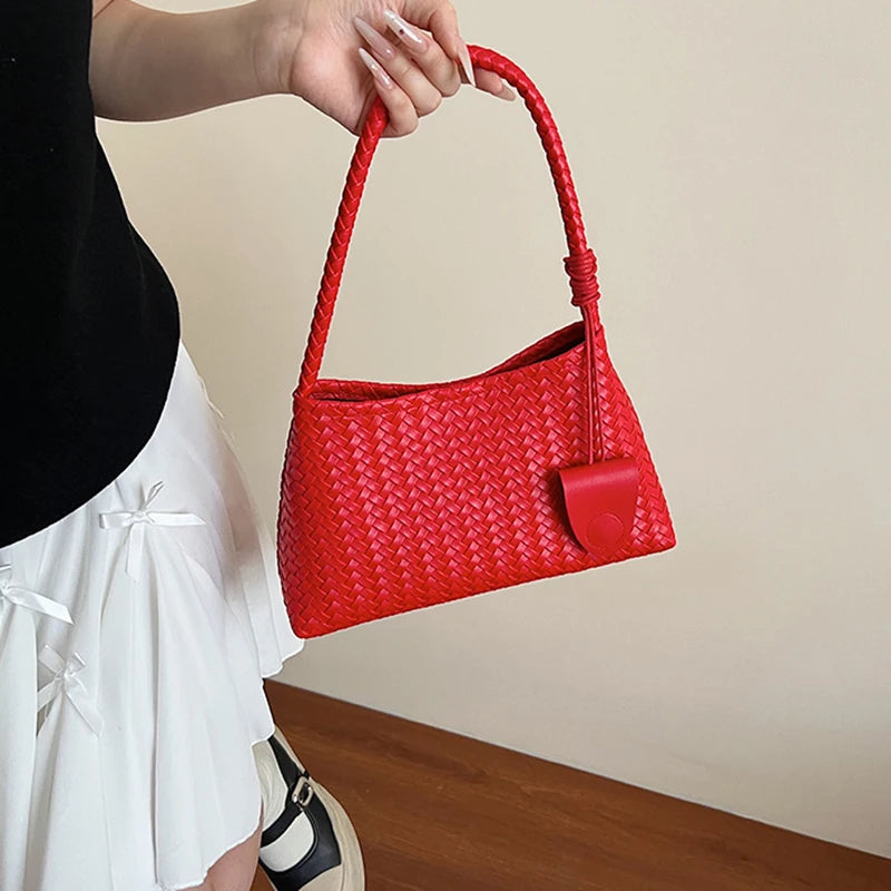 LIZAKOSHT  -  Women'S Woven Pattern Shoulder Bag Autumn And Winter Casual Wear Hand-Held Handle Bag Fashion Retro Armpit Bag With Coin Purse