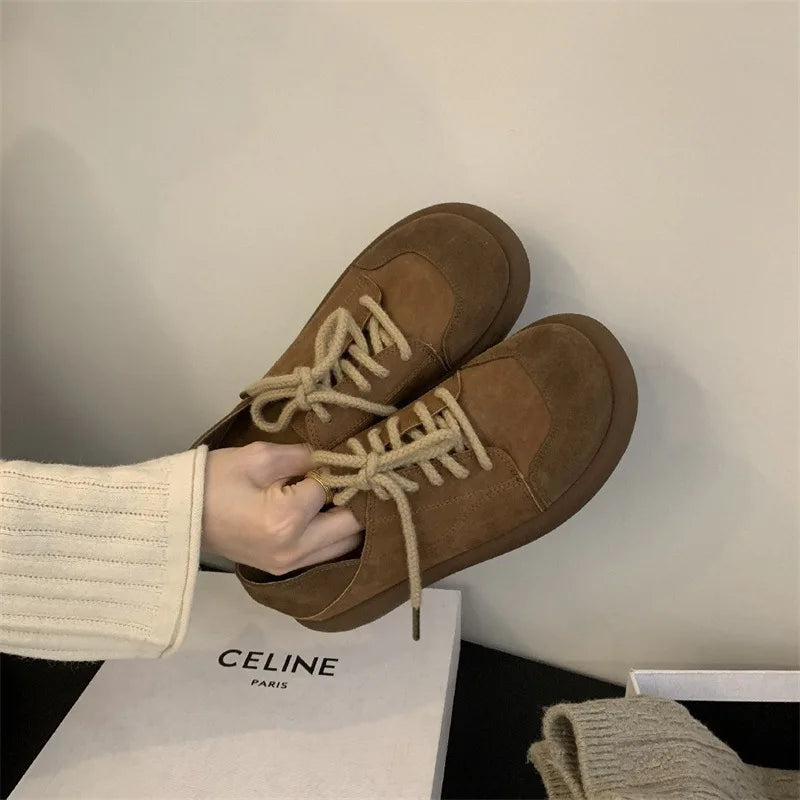 LIZAKOSHT  -  Cross Women's Shoes Shallow Mouth Round Toe Female Footwear Oxfords Casual Sneaker Loafers With Fur Comfortable New Dress Leathe