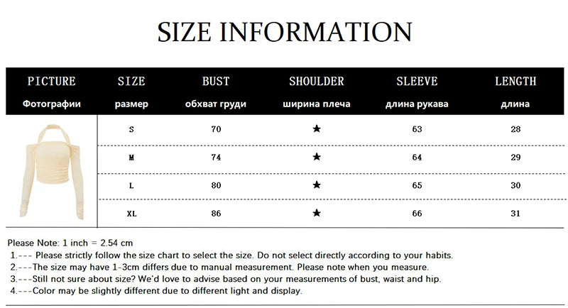 LIZAKOSHT  -  Hot Sexy Halter Ruched Women Skinny T-shirts Off Shoulder Solid Color Long-sleeved Autumn Streetwear Club Top Clothing