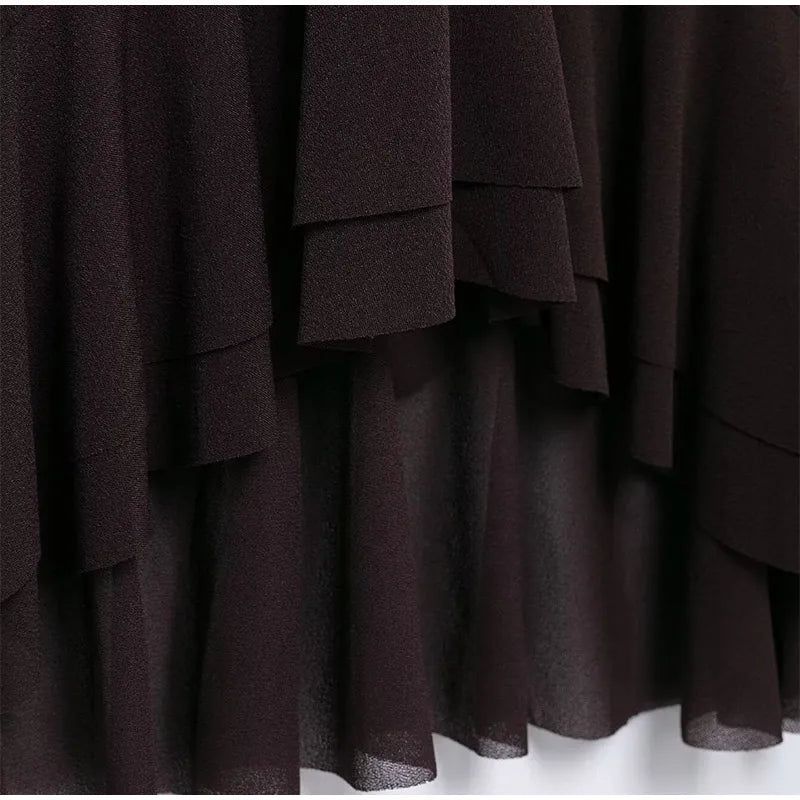 LIZAKOSHT  -  Elegant Shirts Women Loose Ruffles O Neck Long Sleeves Shirt Female 2025 Spring Summer Fashion Solid Soft Lace Up Chiffon Tops