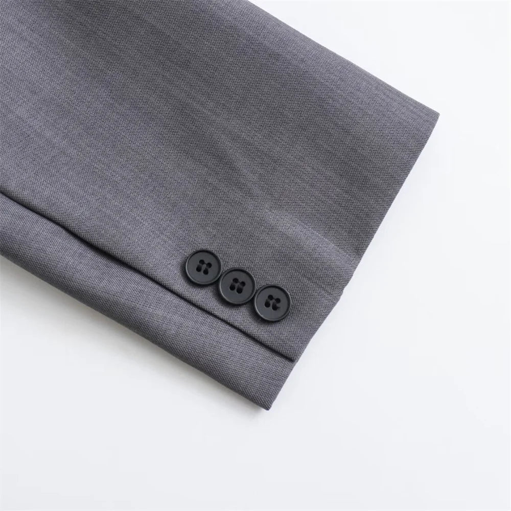 LIZAKOSHT  -  Casual Loose Hooded Blazer Women Elegant Single Breasted Long Sleeve Suit Coat Office Lady 2025 New Autumn Fashion Solid Coats