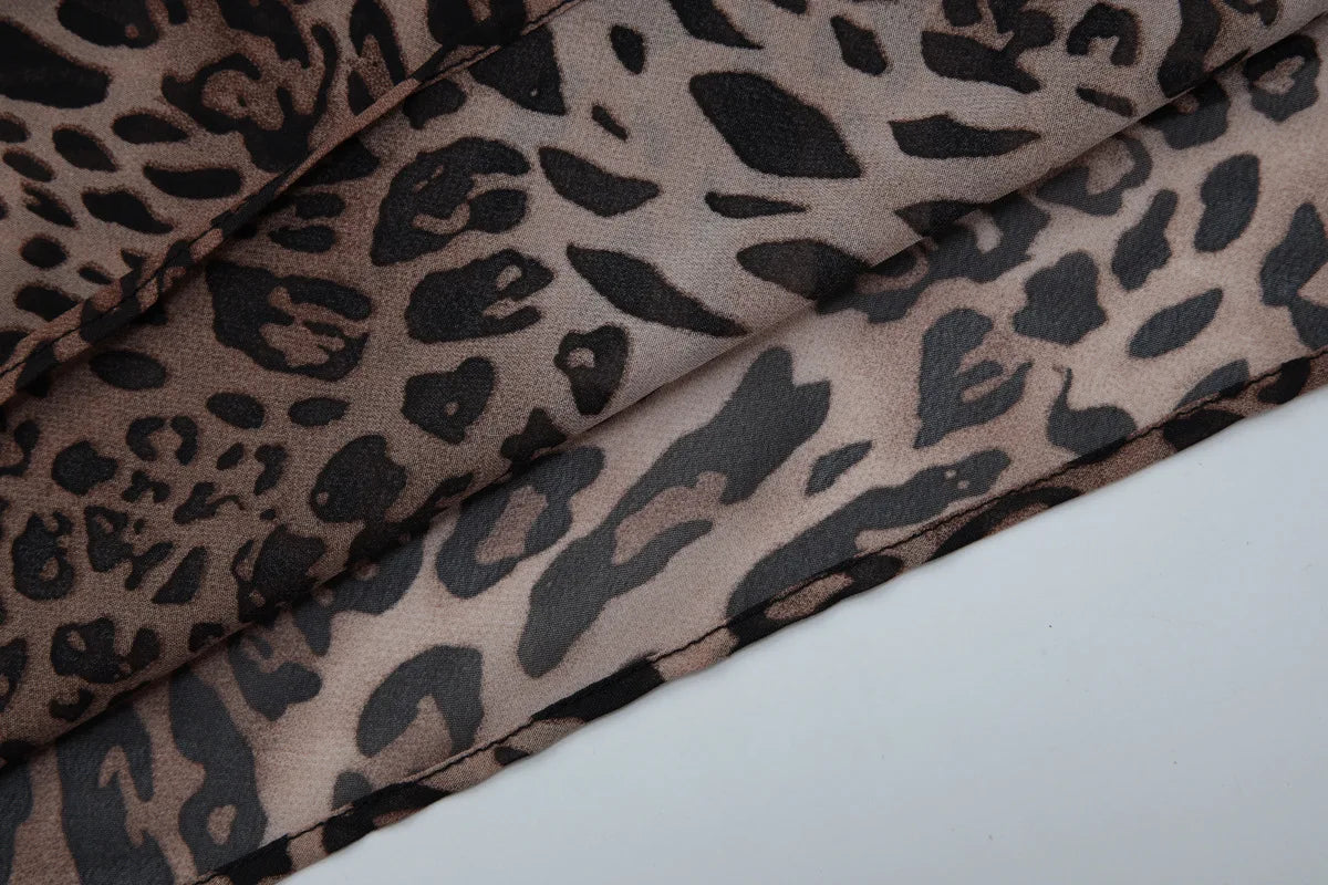 LIZAKOSHT  -  Women Sexy Leopard Print Chiffon Vacation Dress Streetwear Summer Girls Spaghetti Strap Backless Party Club Dresses