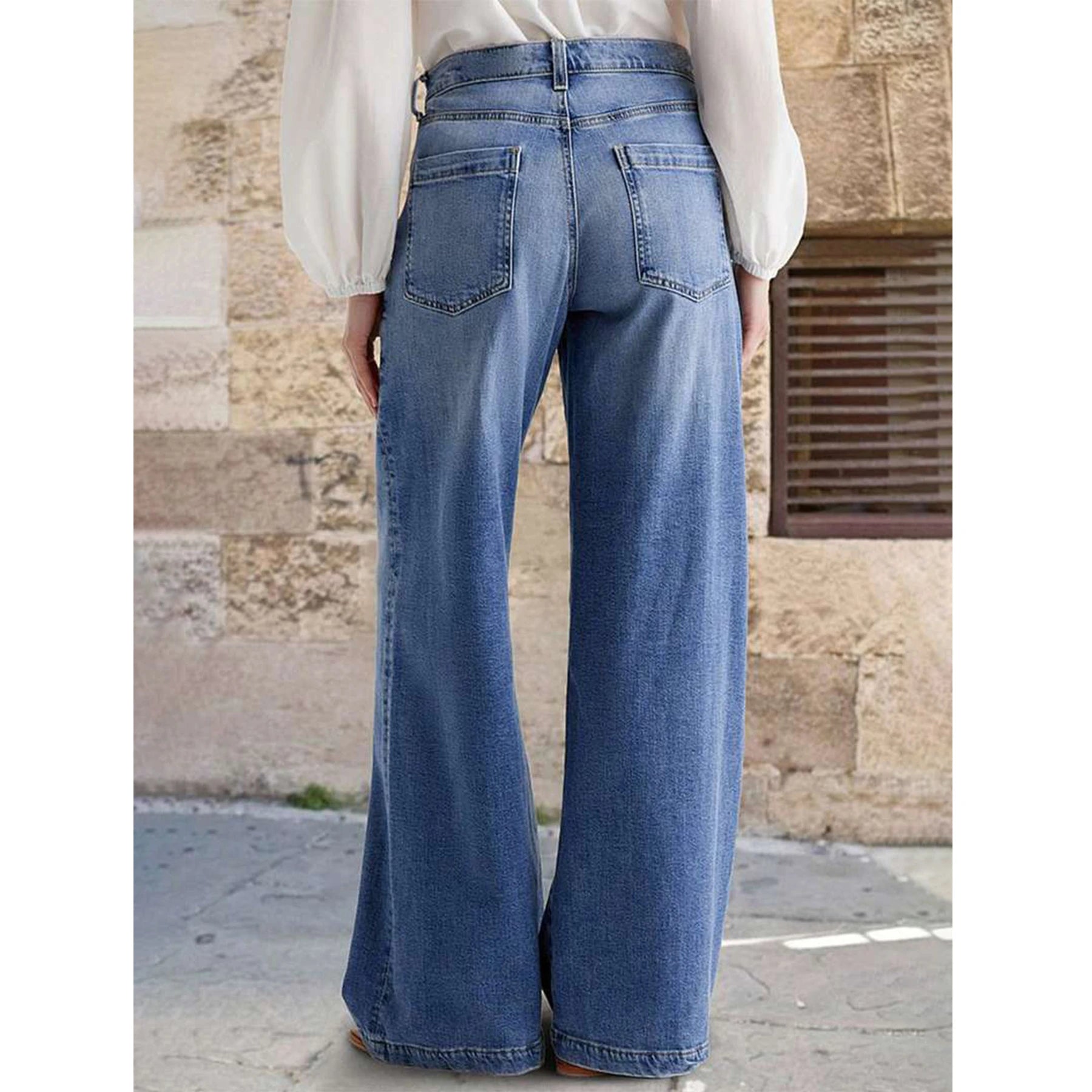 LIZAKOSHT  -  Fashion Casual Washed Wide Leg Jeans for Woman Y2k Clothes Stretchy Comfort Vintage Denim Trousers Fashion Casual