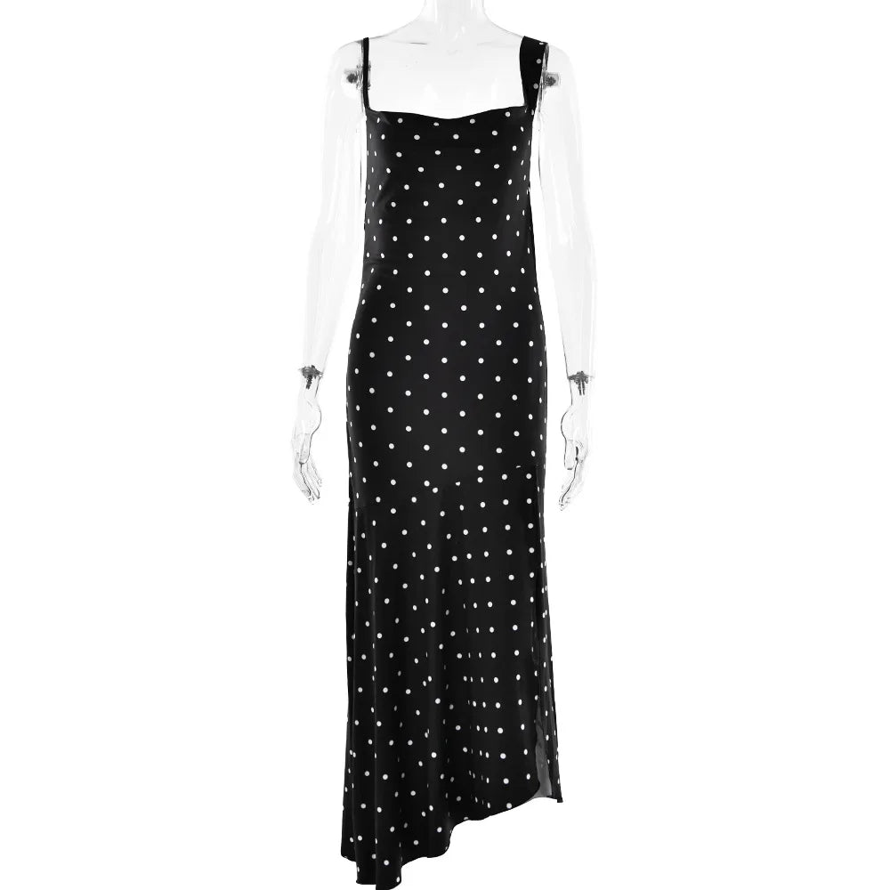 Lizakosht Summer Dress Vintage Outlet Korean Style Beach Outfits For Kaftan Women Party Nightclub Wave Point Printing Sling Swings