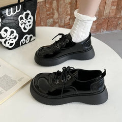 LIZAKOSHT  -  Plus Size 42 Women Shoes on Heel New Lolita Shoes Platform Shoes College Girls Casual Shoes Japanese JK Uniform Leather Shoes