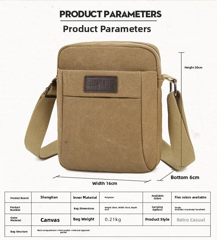 LIZAKOSHT  -  Outdoor Canvas Crossbody Chest Bag Men's Single oulder Sling Bag Faion  Bapa Mobile Phone Bag Leisure Sports