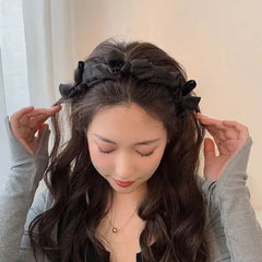 Lizakosht Black Bowknot Headbands Korean Fashion Hair Hoop Hair Bands for Women Sweet Girls Solid Color Headband Hair Accessories Headwear
