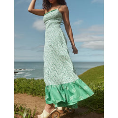 LIZAKOSHT  -  Vacation Dresses y2k Clothes Women Floral Print Spaghetti Strap Sleeveless A Line Long Dress Beach Party Dresses
