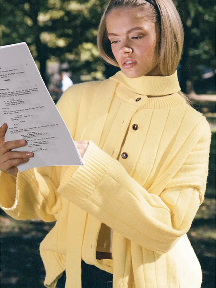 LIZAKOSHT  -  Chic Solid Sweater For Women O-neck Full Sleeve Loose Single Breasted Short Cardigan 2025 Autumn Female Daily Casual Outerwear