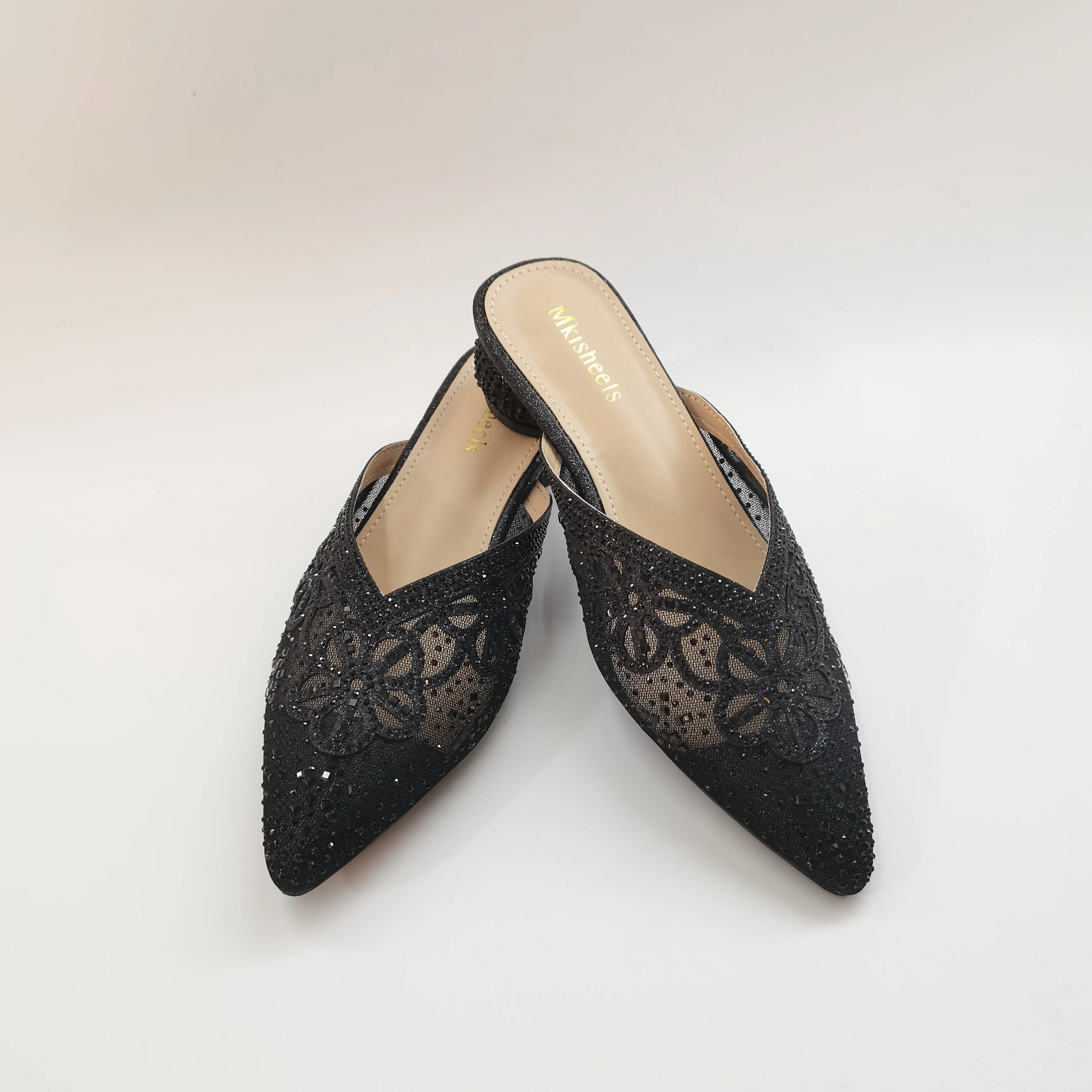 LIZAKOSHT  -  Italian Ladies Soft Sandals Pretty Blue Embroidered Mesh Mules for All Occasions Women's Comfortable Shoes Hot Selling Style