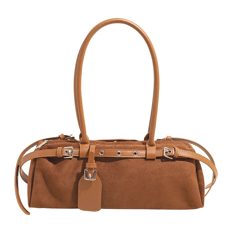 LIZAKOSHT  -  Vintage Faux Suede Shoulder Bag for Women Handbags tassel Female Armpit bag Designer ladies totes burgundy bolsa feminina