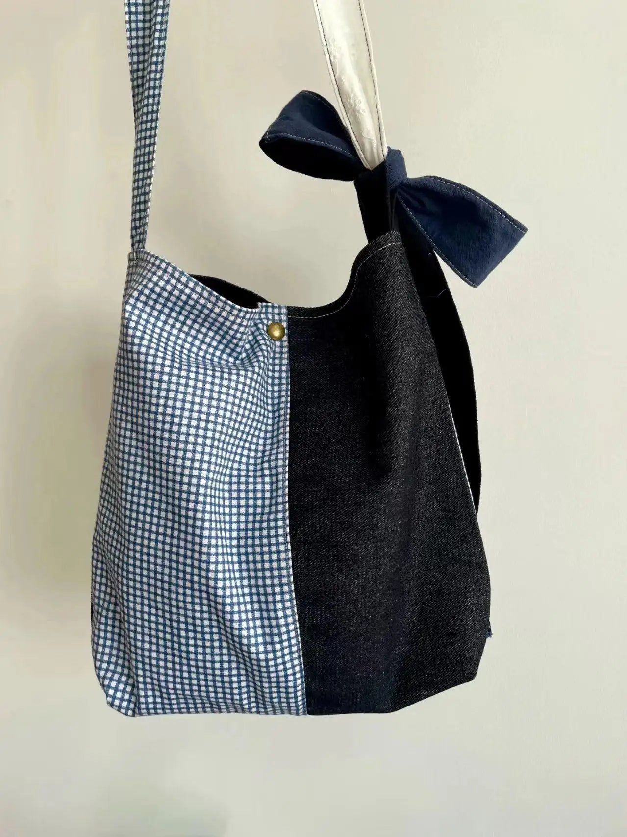 LIZAKOSHT  -  New Niche Design Butterfly Plaid Splicing Bucket Cloth Bags Causal Versatile Single Shoulder Crossbody Bag