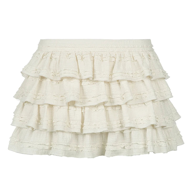LIZAKOSHT  -  Sweetown Solid Sweet Cute Cake Skirt Women Trendy Clothes Tiered Puff Skirt Gentle Elegant All-Match Korean Style