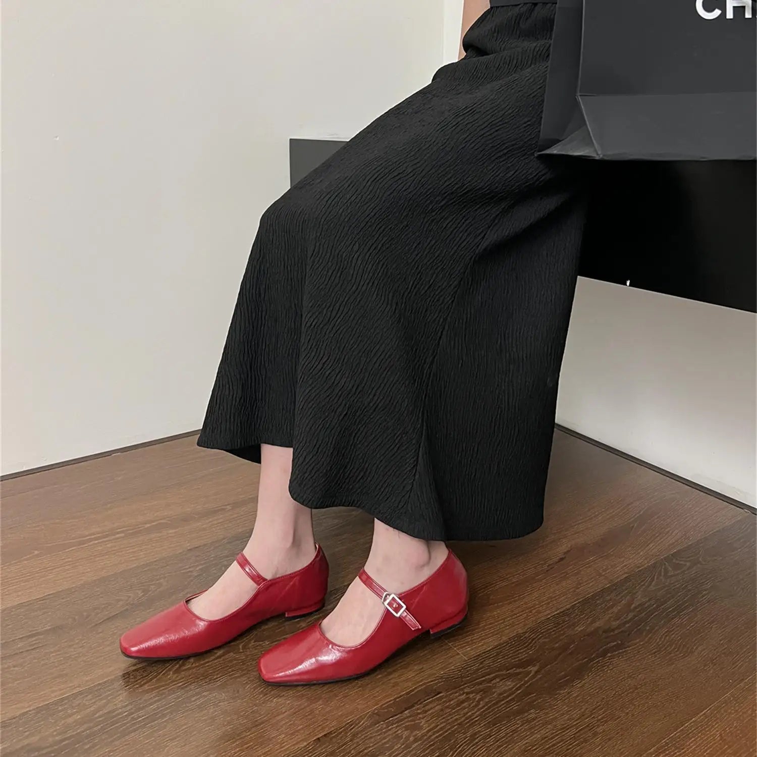 LIZAKOSHT -  Silver Ballerina Shoes Woman Belt Strap Mary Janes Lolita Square Toe Flats OL Ladies Dress Mocasines Brides Wedding Ballets