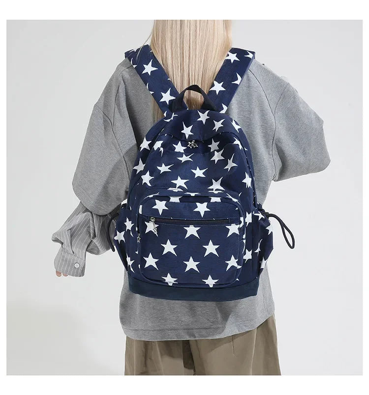 LIZAKOSHT  -  High-capacity Vintage Grunge Men Backpacks All Match Simple Fashion Star Letter Schoolbags Y2k Aesthetic Trendy Backpack Women