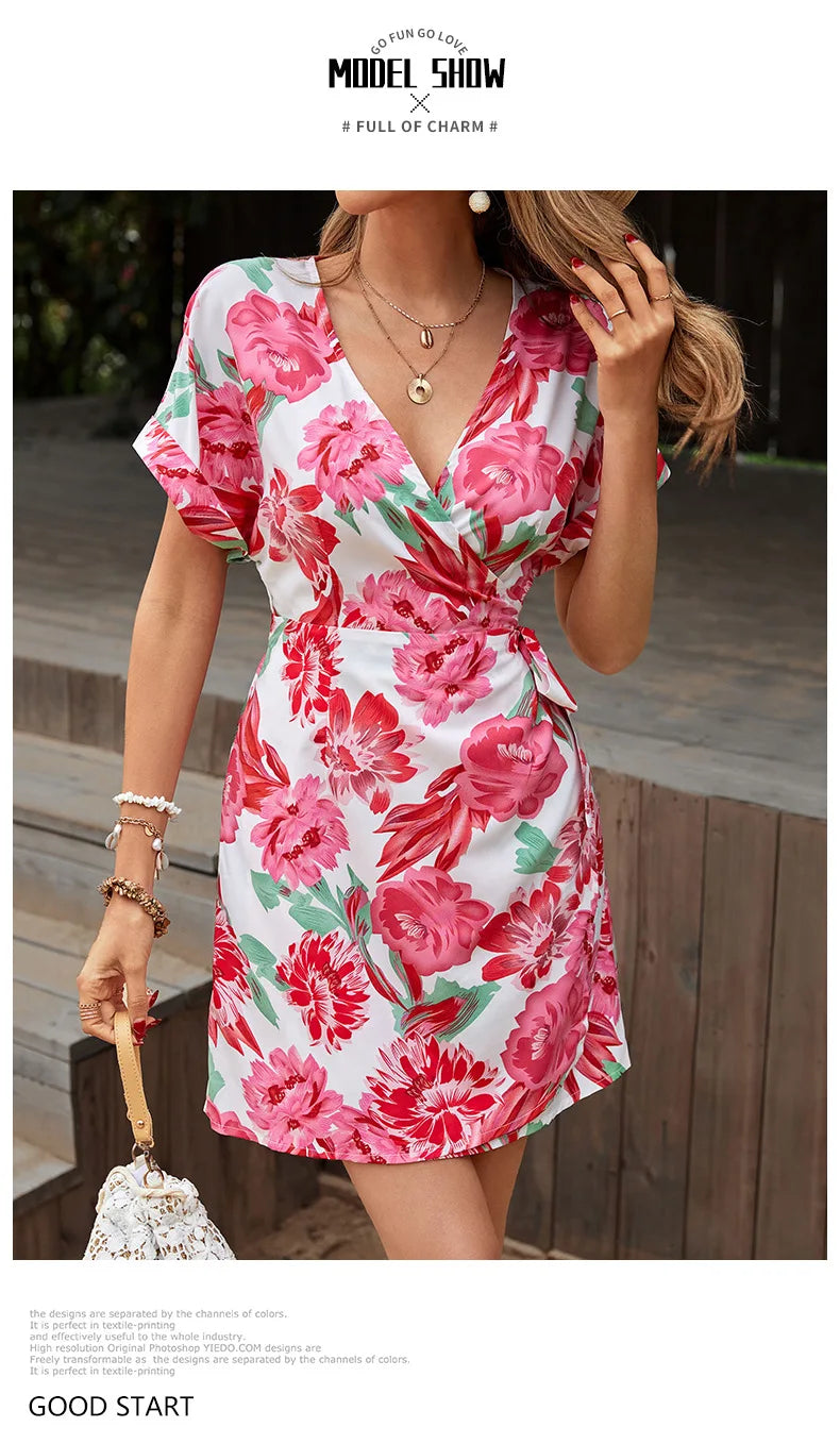 LIZAKOSHT  -  New Women's Short One-piece Printed Dress
