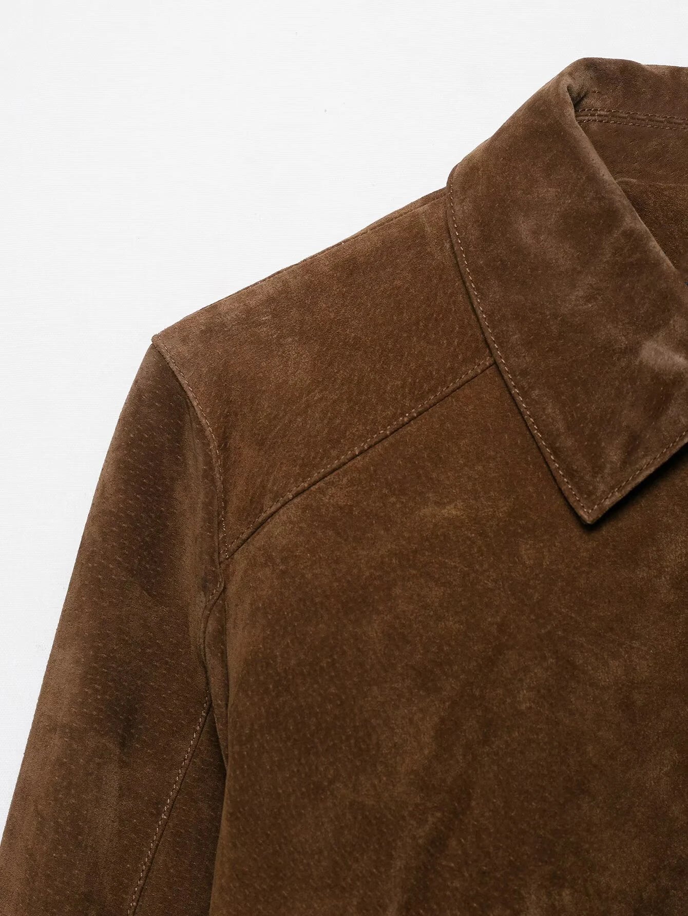 LIZAKOSHT  -  Fashion Suede Short Jackets Women Vintage Lapel Zippers Long Sleeve Pocket Jacket Coat 2025 New Autumn Winter Casual Streetwear