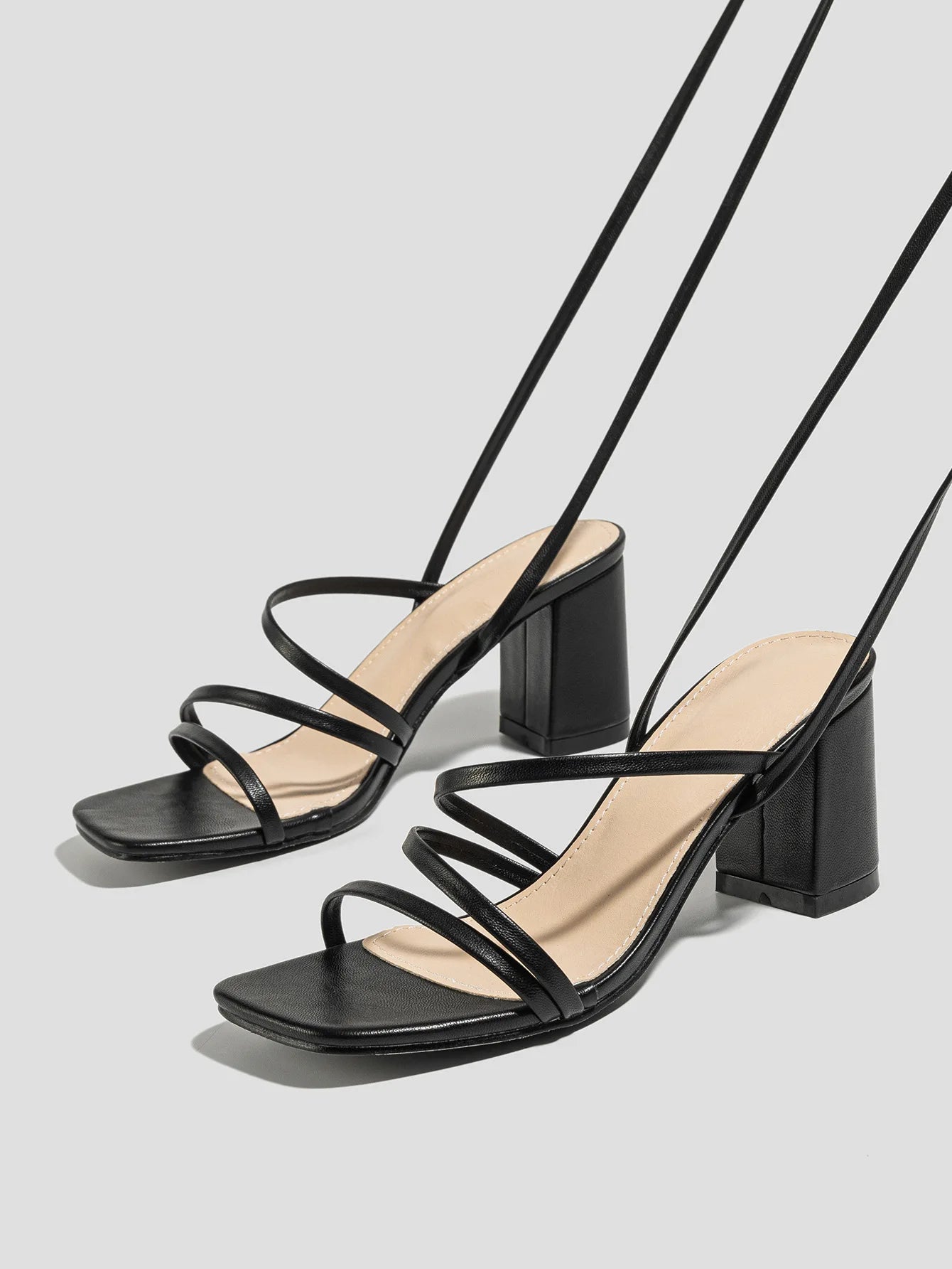 LIZAKOSHT  -  New Women's Square Toe Thin Strap Thick High Heel Cross Strap Sandals Women Shoes Platform Sandals