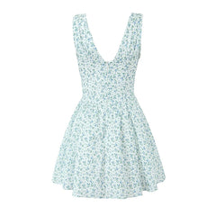 LIZAKOSHT  -  Sexy Elegant Women Sleeveless V Neck Floral Print Tank Summer Dresses Short Robe Cotton