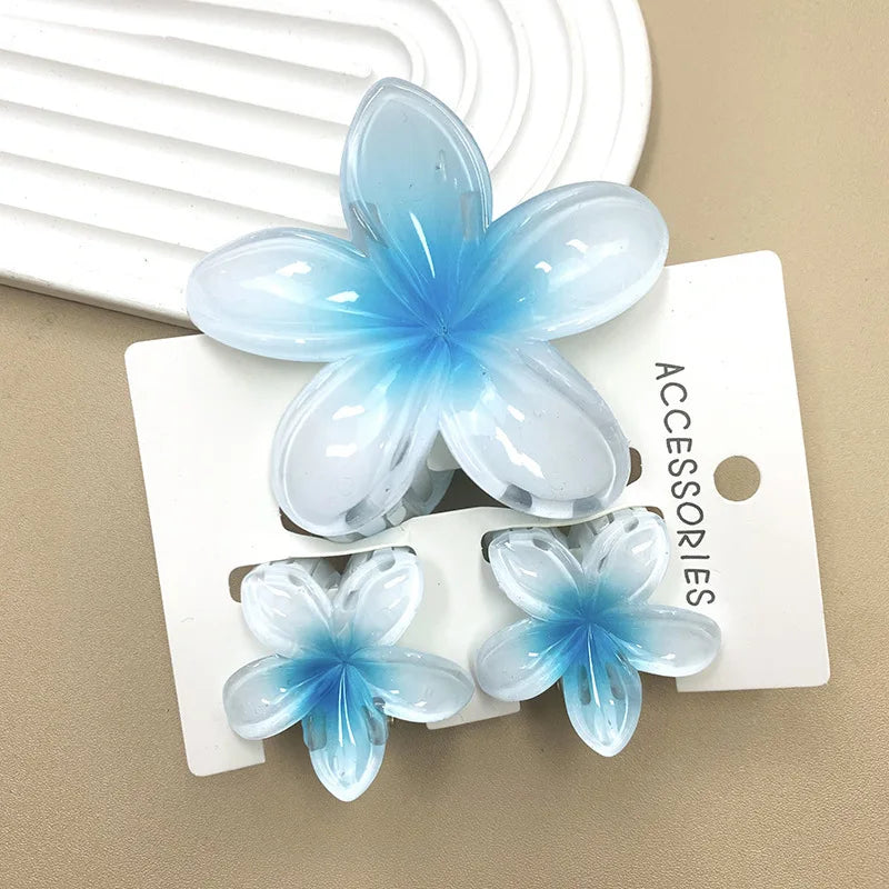 LIZAKOSHT  -  3pcs/set Flower Claw Clip Women Hawaiian Girl Hair Accessories Flower Ponytail Clip Clamp Barrettes Hairpin Summer Beach Jewelry