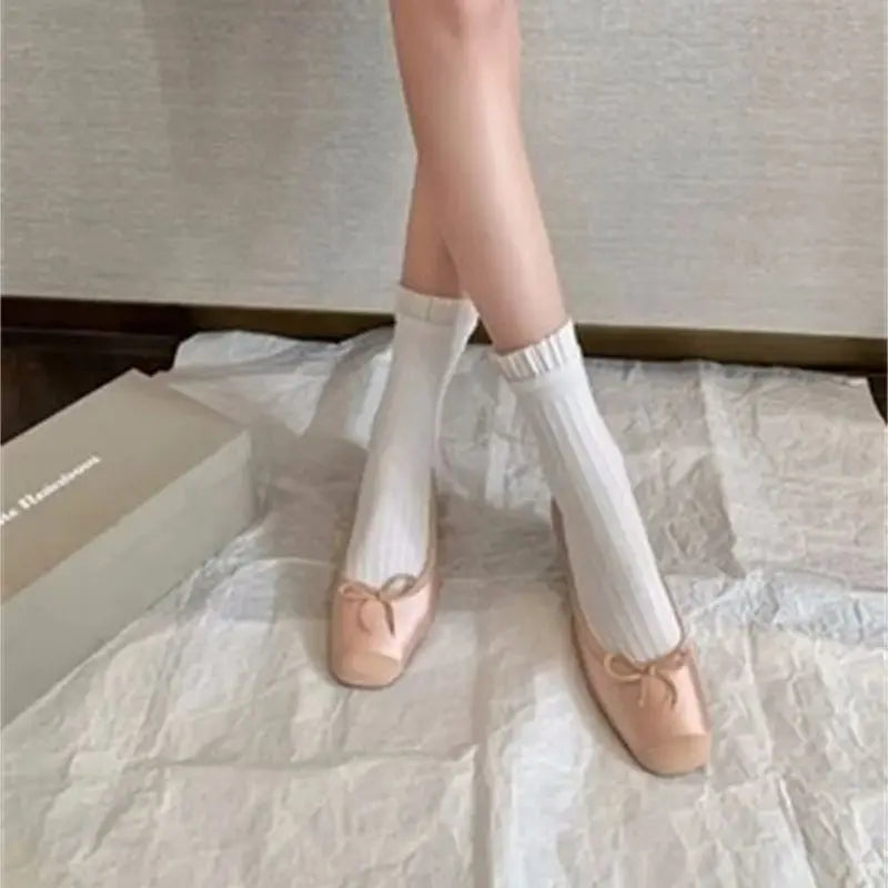 LIZAKOSHT  -  Spring Bow Ballet Shoes Fashion Shallow Square Toe Slip On Women Flat Loafers Casual Outdoor Soft Sole Single Shoes