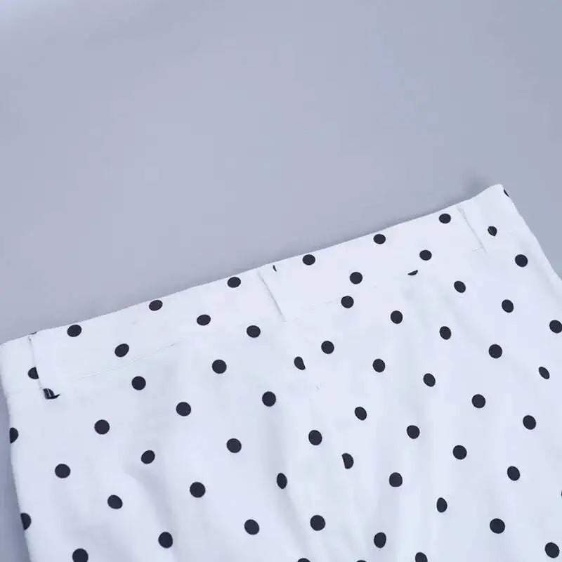 LIZAKOSHT  -  Polka Dot Pencil Pants Women High Waisted Tight Fitting Printed Side Slit Small Leg Summer Elegant Casual Sporty Cropped Pants