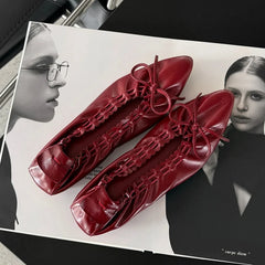 LIZAKOSHT  -  Fashion Women's Shoes New High Quality Genuine Leather Shoes Pointed Fold Soft soled Shoes Daily Lightweight Shoes