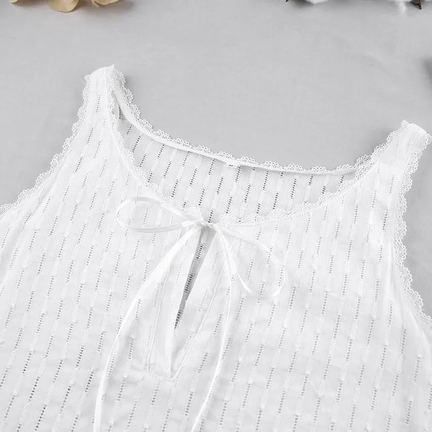 LIZAKOSHT  -  Women's French Lace Sleep Dress Sexy V-Neck Nightgown Thin Cotton Sleeveless Short Sleepwear Cute Home Dress for Women