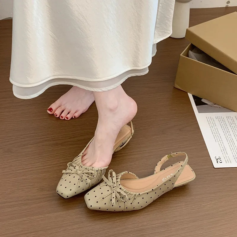 LIZAKOSHT  -  Cover Toe Polka Dot Women Sandals Fashion Slip On Singbacks Mules Pumps Elegant Elegant Slingbacks Sandalias Mujer
