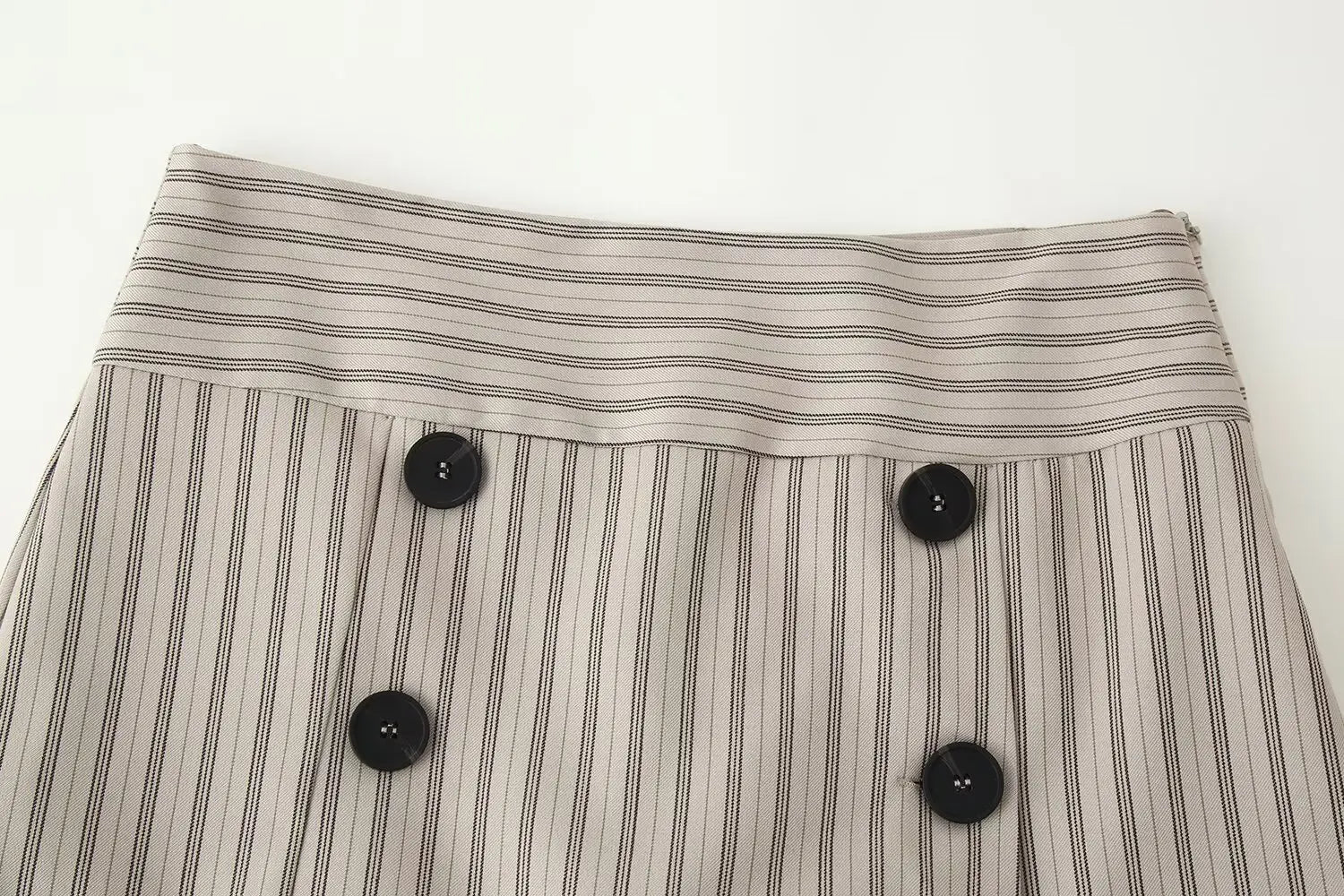LIZAKOSHT  -  Fashionable A-Line  Skirt Women's Clothing Stripe Decorative Button Short Skirt Pants Polyester Fabric mid Waist Design