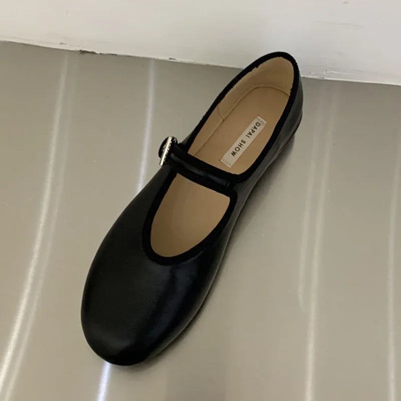 LIZAKOSHT  -  Autumn Women Flat Shoes Fashion Round Toe Shallow Ladies Dress Mary Jane Shoes Soft Flat Heel Casual Ballerinas New Woman