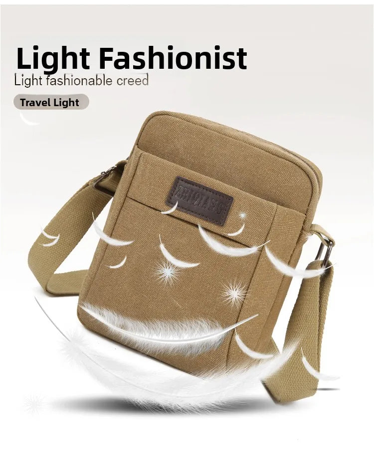 LIZAKOSHT  -  Outdoor Canvas Crossbody Chest Bag Men's Single oulder Sling Bag Faion  Bapa Mobile Phone Bag Leisure Sports