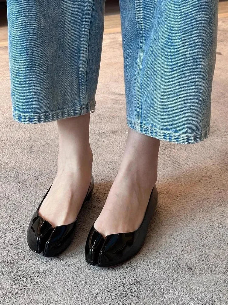 LIZAKOSHT  -  Spring Fashion Designer Clip Toe Patent Leather Women Pumps Elegant Sandals Flat Heels Comfortable Casual Mules Shoes