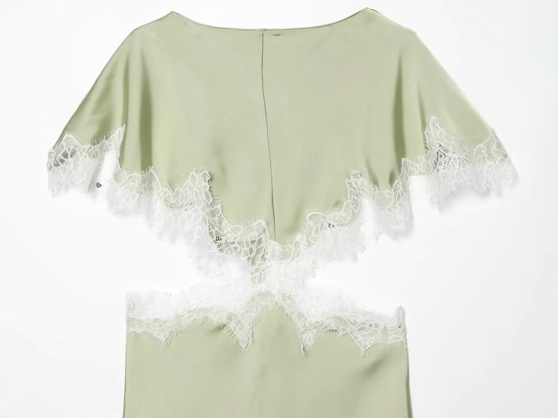 LIZAKOSHT  -  Irregular Lace-Paneled Dress Women's Round Neck Fashion Loose Midriff-Baring Sexy Dress Summer New Female Commuting Dress
