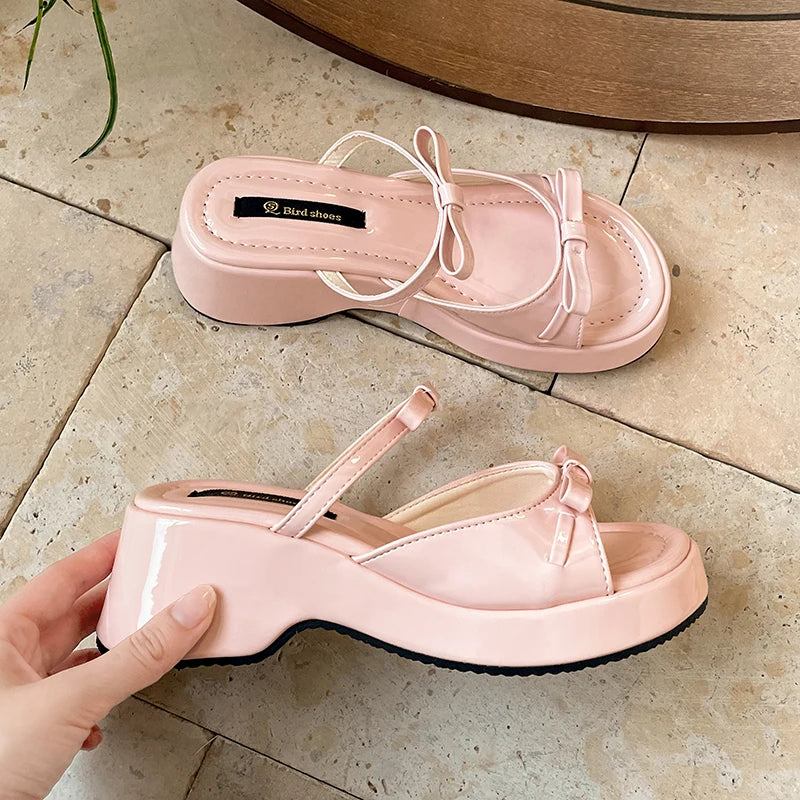 LIZAKOSHT  -  New Summer Concise Open Toe Women Slippers Fashion Platform Wedges Heel Shoes Comfort Beach Vacation Dress Female Slides