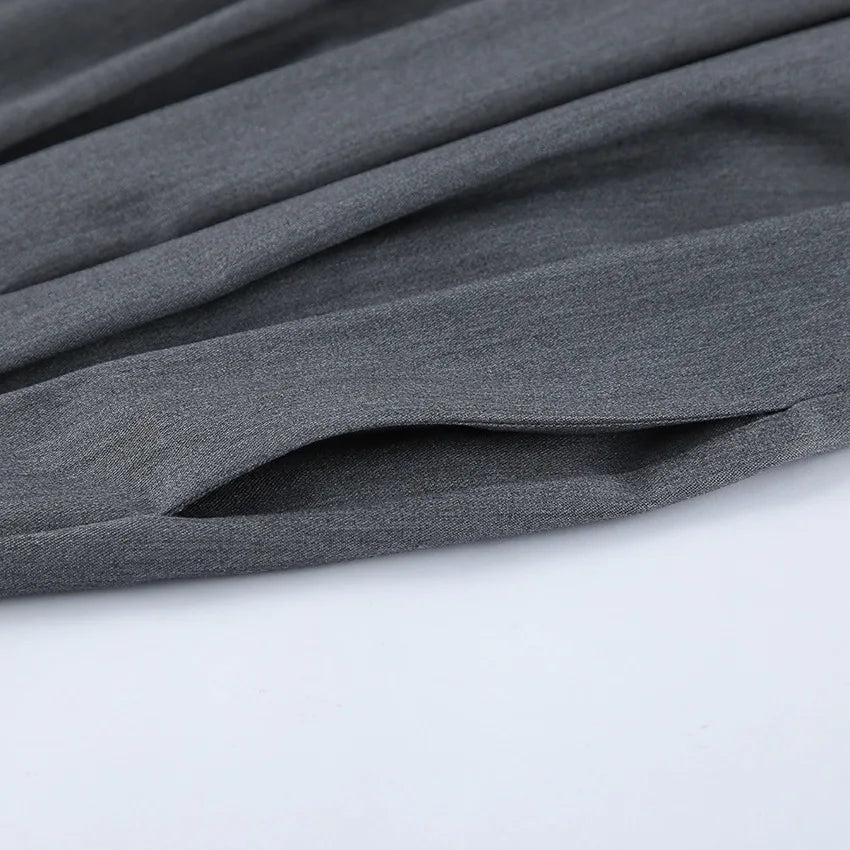 LIZAKOSHT  -  French Commuter Pleated Gray Suit Pants Women 2026 Autumn Street Wear Fashion Casual Loose Versatile Wide-leg Trousers
