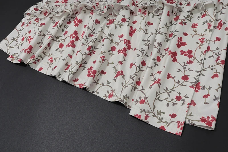 LIZAKOSHT  -  Floral Print Sexy V Neck Ruffles Elegant Bodycon Maxi Dresses Spring Fashion Holiday Streetwear Party Women Vestidos