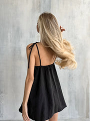 LIZAKOSHT  -  Women's Soft Cotton Nightdress V Neck Sleeveless Sleepwear Tie Waist Short Nightgown Comfortable Sexy Loungewear Dress