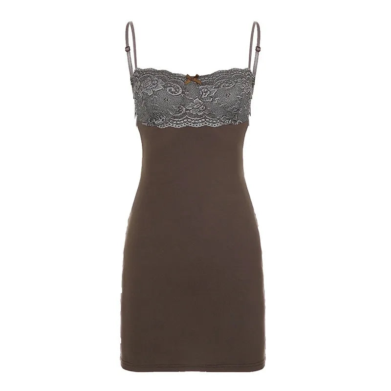 LIZAKOSHT  -  Euramerican Spice Women Lace Strapless Sling Short Dress Y2k Aesthetic Summer Thin Bodycon Women Clothes Sexy Backless Dress