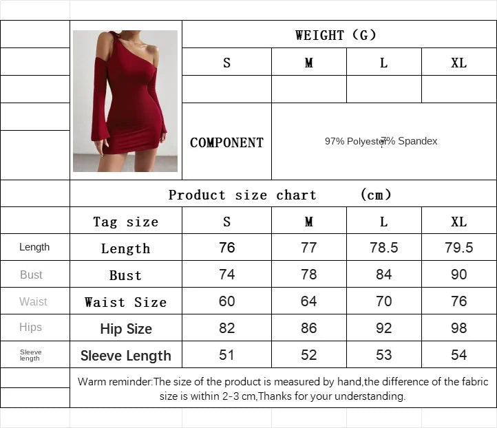 LIZAKOSHT  -  Women's Sexy Sloping Neck Single Side Sling Dress Red Off-Shoulder Skirt