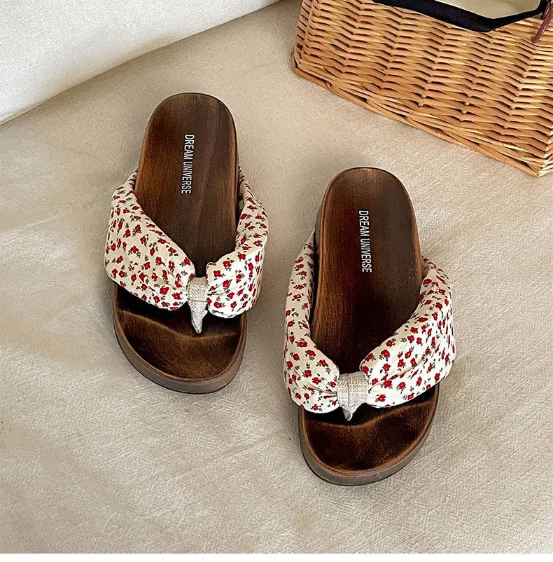 LIZAKOSHT  -  Summer Women Platform Thick Bottom Slippers Fashion Polka Dot Shoes Outdoor Clip Toe Height Increase Vacation Dress Slides