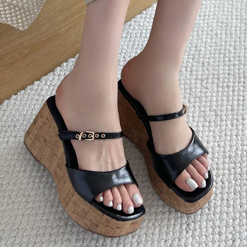 LIZAKOSHT  -  Summer Outdoor Fashion Brand Peep Toe Platform Slippers High Quality Sandals Women Wedges Heels Ladies Leisure Shoes New