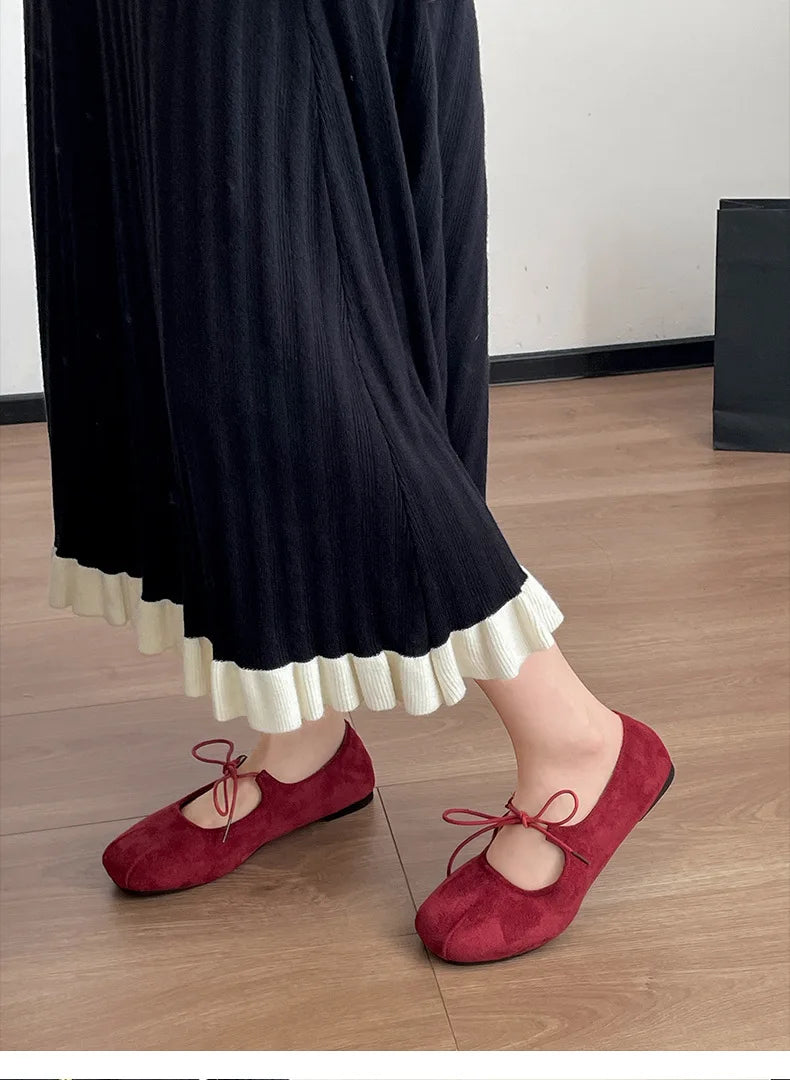 LIZAKOSHT  -  Retro versatile shallow mouth flat-soled single shoes women's new autumn skirt soft-soled Mary Jane shoes