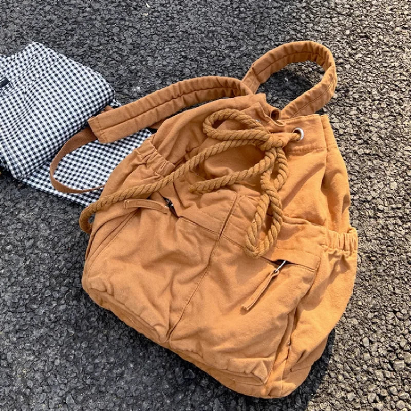 LIZAKOSHT  -  Simple Ins Korean Sweet Schoolbag Women Vintage All Match Casual Shoulder Bags Fashion Y2k Trendy Backpacks for College Students