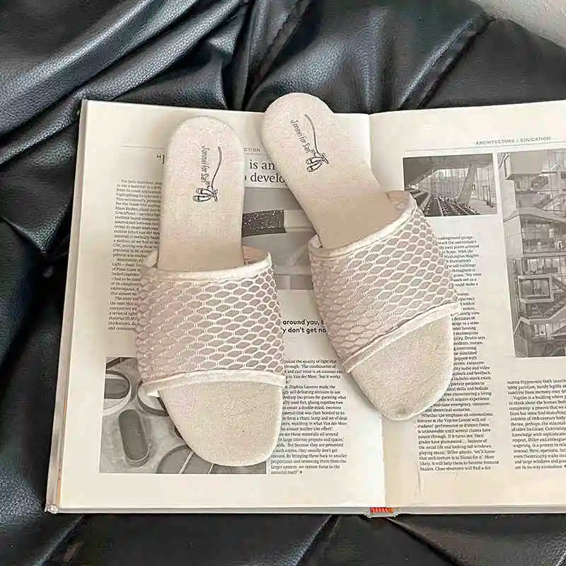 LIZAKOSHT  -  Summer Hollow Out Women Slippers Concise Open Toe Soft Sole Flats Slide Ladies Outdoor Dress Sandalias