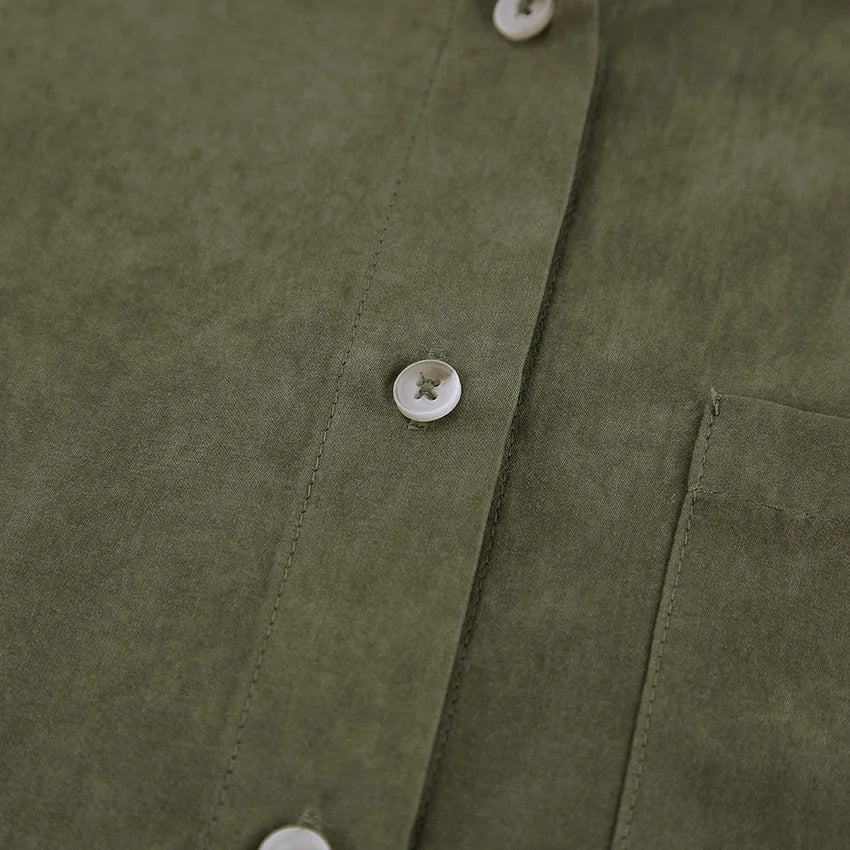 LIZAKOSHT  -  Summer 2025 Vintage Retro Green Blouse Shirt Women Turn-down Collar Single-breasted Pocket Sleeveless Casual Top For Women 55905