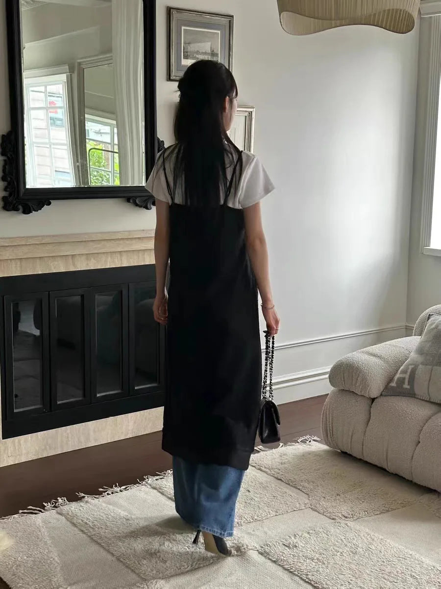 LIZAKOSHT  -  3D Jacquard Stacked Long Sweet Strap Skirt