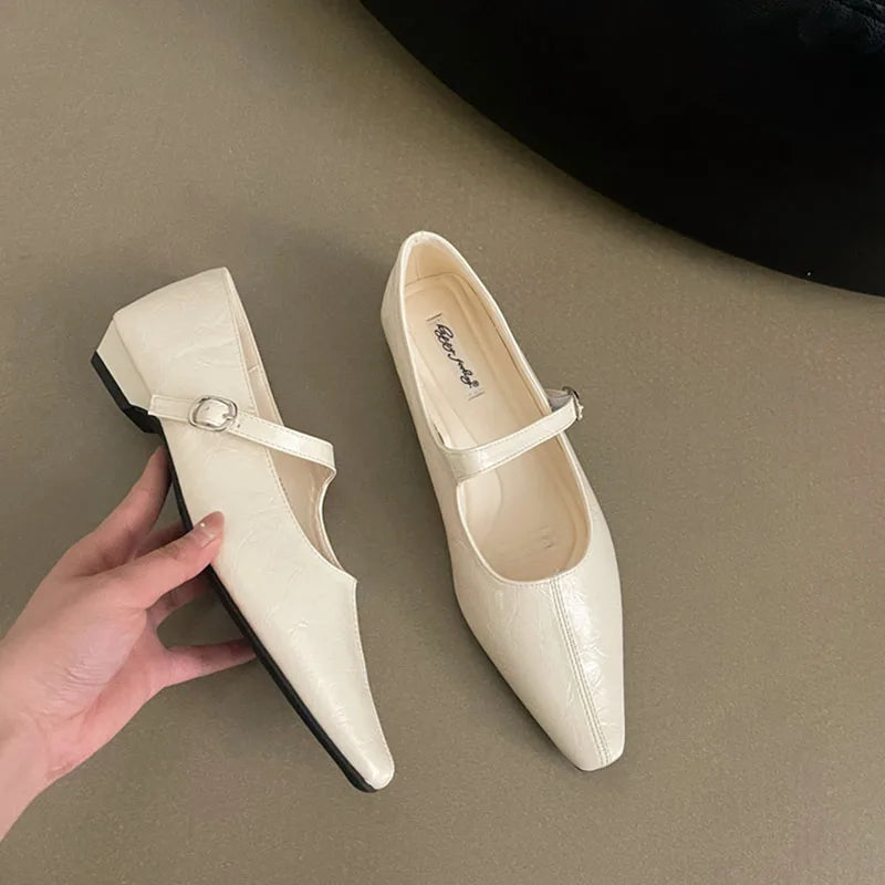 LIZAKOSHT  -  Spring New Brand Women Flat Shoes Fashion Round Toe Sahllow Elegant Baot Shoes Soft Flat Heel Mary Jane Shoes New Woman